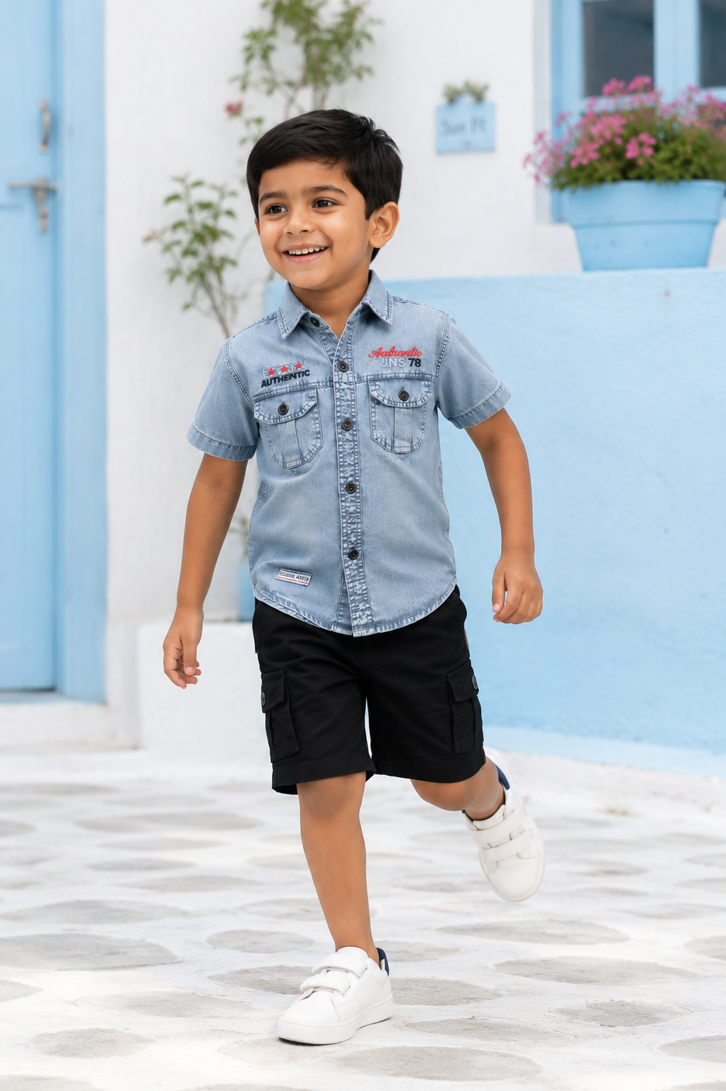 Boys Authentic Denim Shirt & Cargo Shorts Set