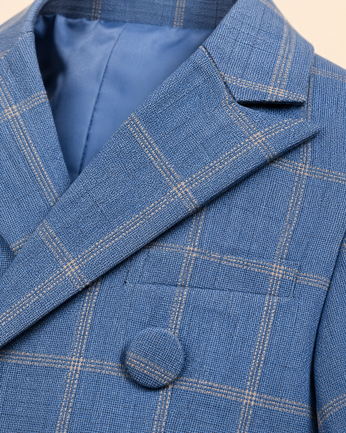 Boys Blue Checkered Blazer Suit Set