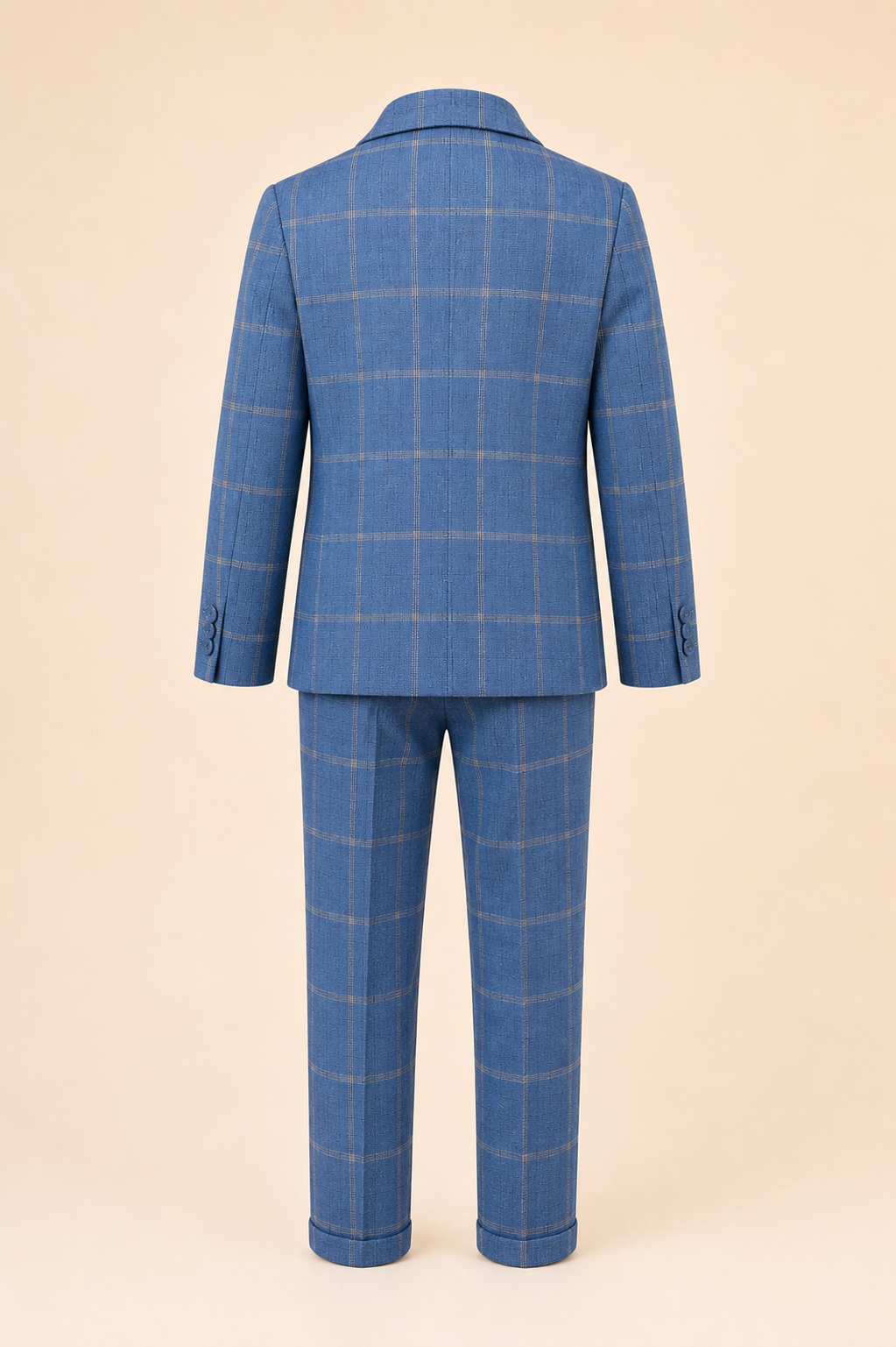 Boys Blue Checkered Blazer Suit Set